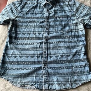 21men Denim Blue Geometric Shirt